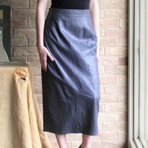 Vakko Black leather Pencil Skirt